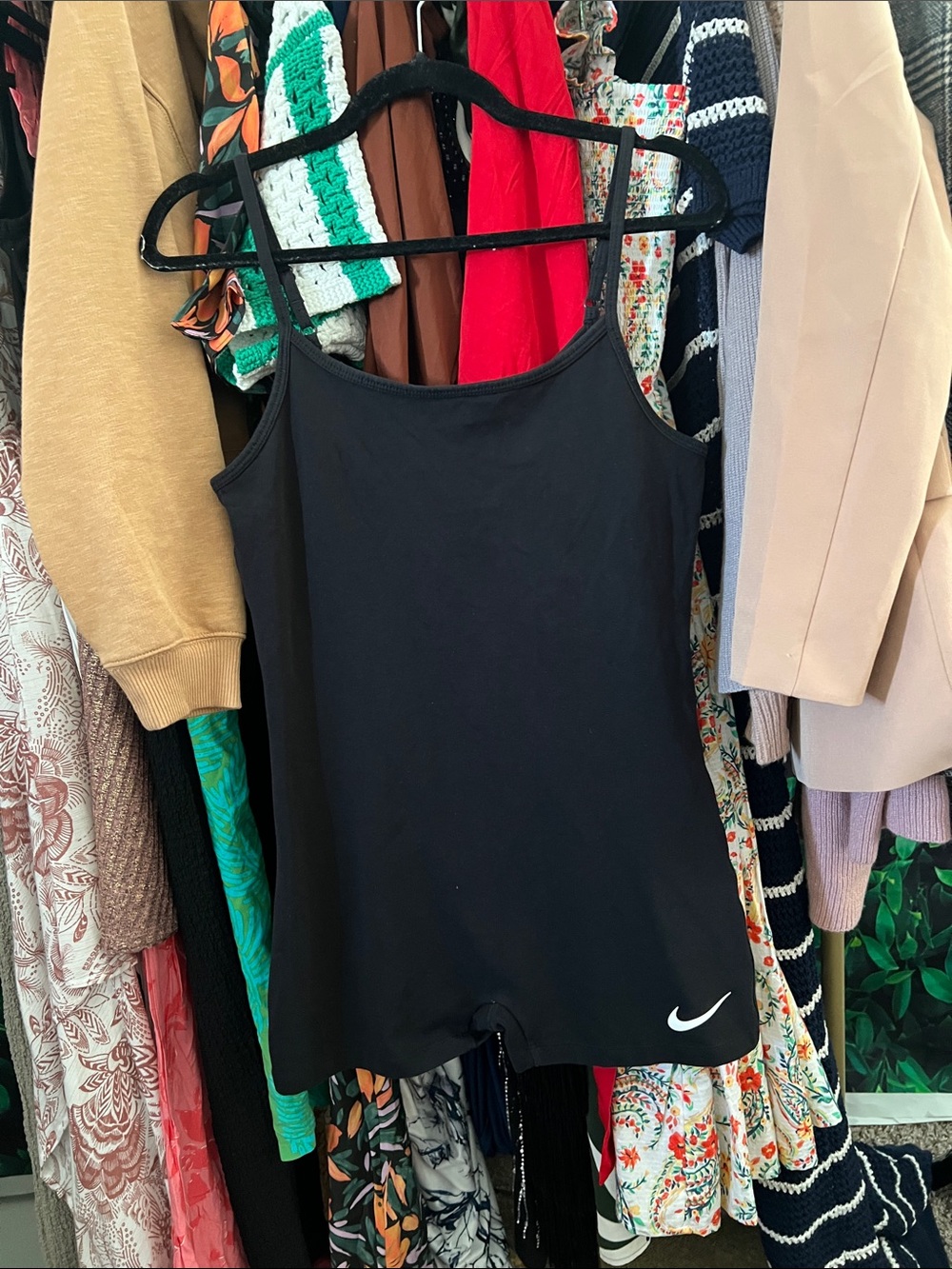 Nike Black Women's Athletic Bodysuit Romper with Swoosh